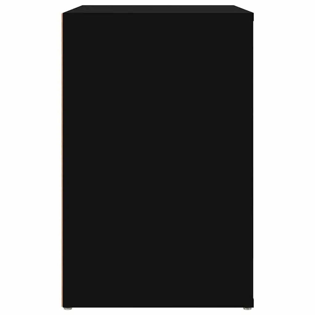 Shoe Cabinet Black Engineered Wood 2 Compartments Left Hinged Door