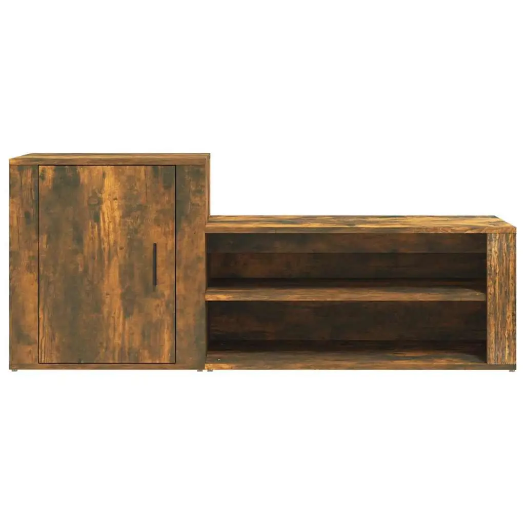 Shoe Cabinet Brown 2 Compartments Engineered Wood Storage Organiser
