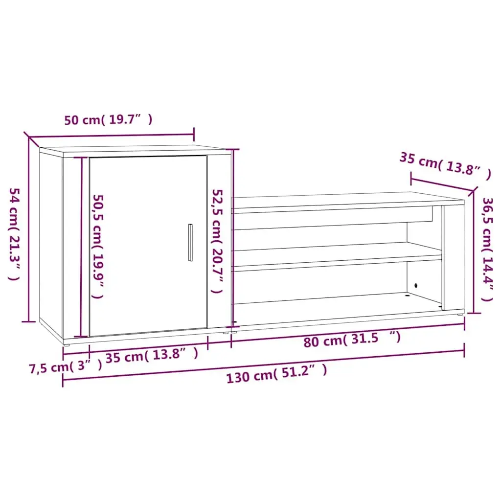 Shoe Cabinet Brown 2 Compartments Engineered Wood Storage Organiser