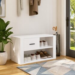 White Shoe Cabinet with Two Compartments