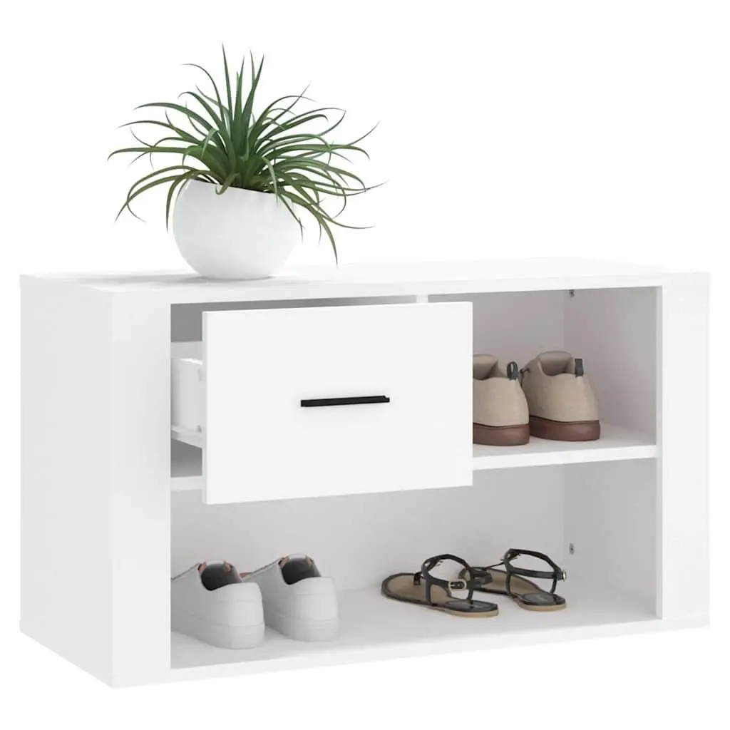 Shoe Cabinet White Engineered Wood Storage Organiser Hall Furniture 80x35x45 cm
