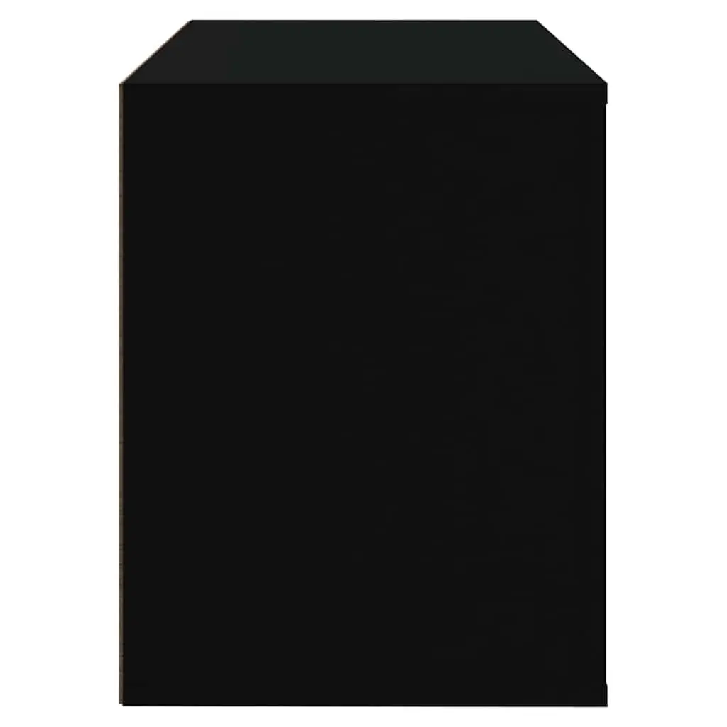 Shoe Cabinet Black Engineered Wood Storage Organiser 2 Compartments Hallway