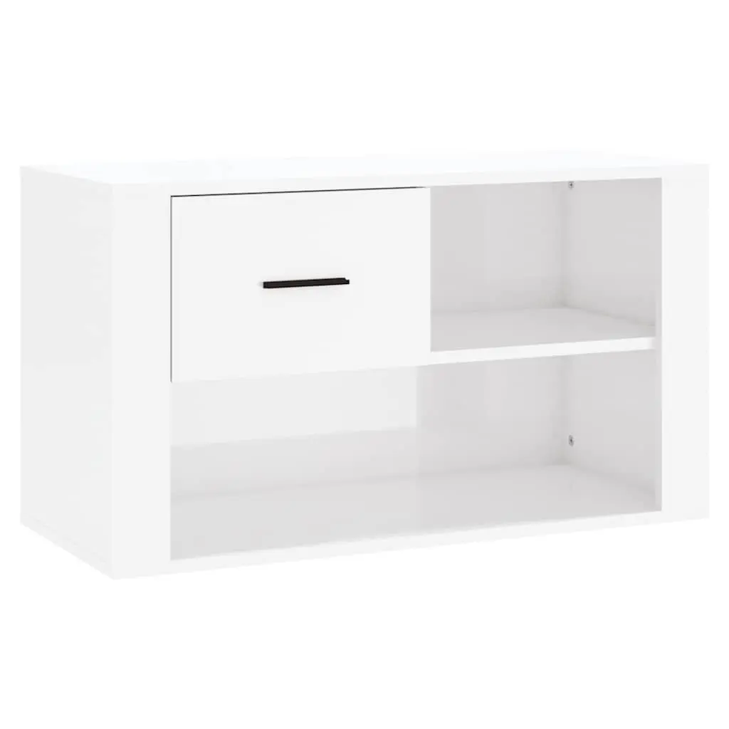 Shoe Cabinet White 80x35x45 cm Engineered Wood High Gloss Storage Organiser