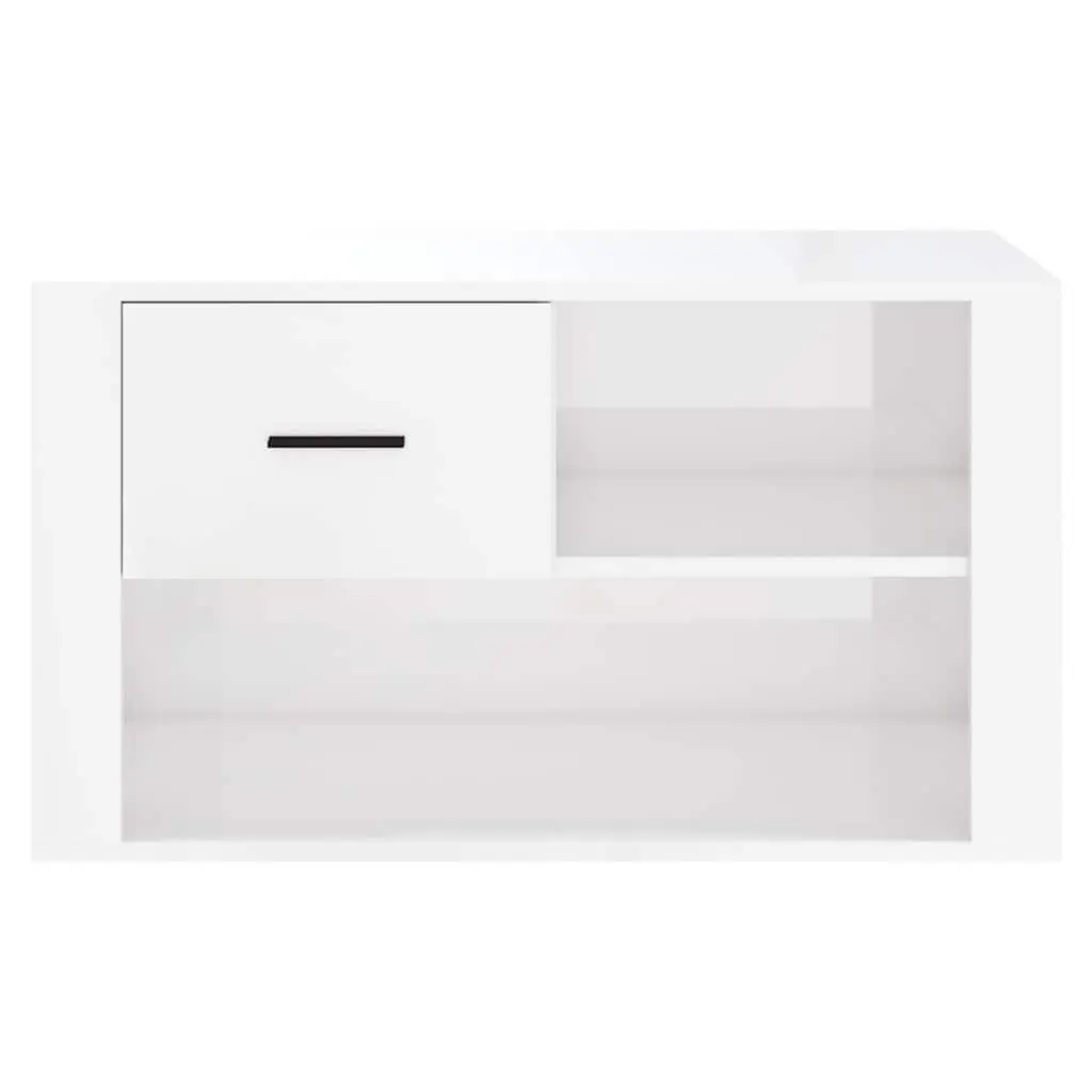 Shoe Cabinet White 80x35x45 cm Engineered Wood High Gloss Storage Organiser