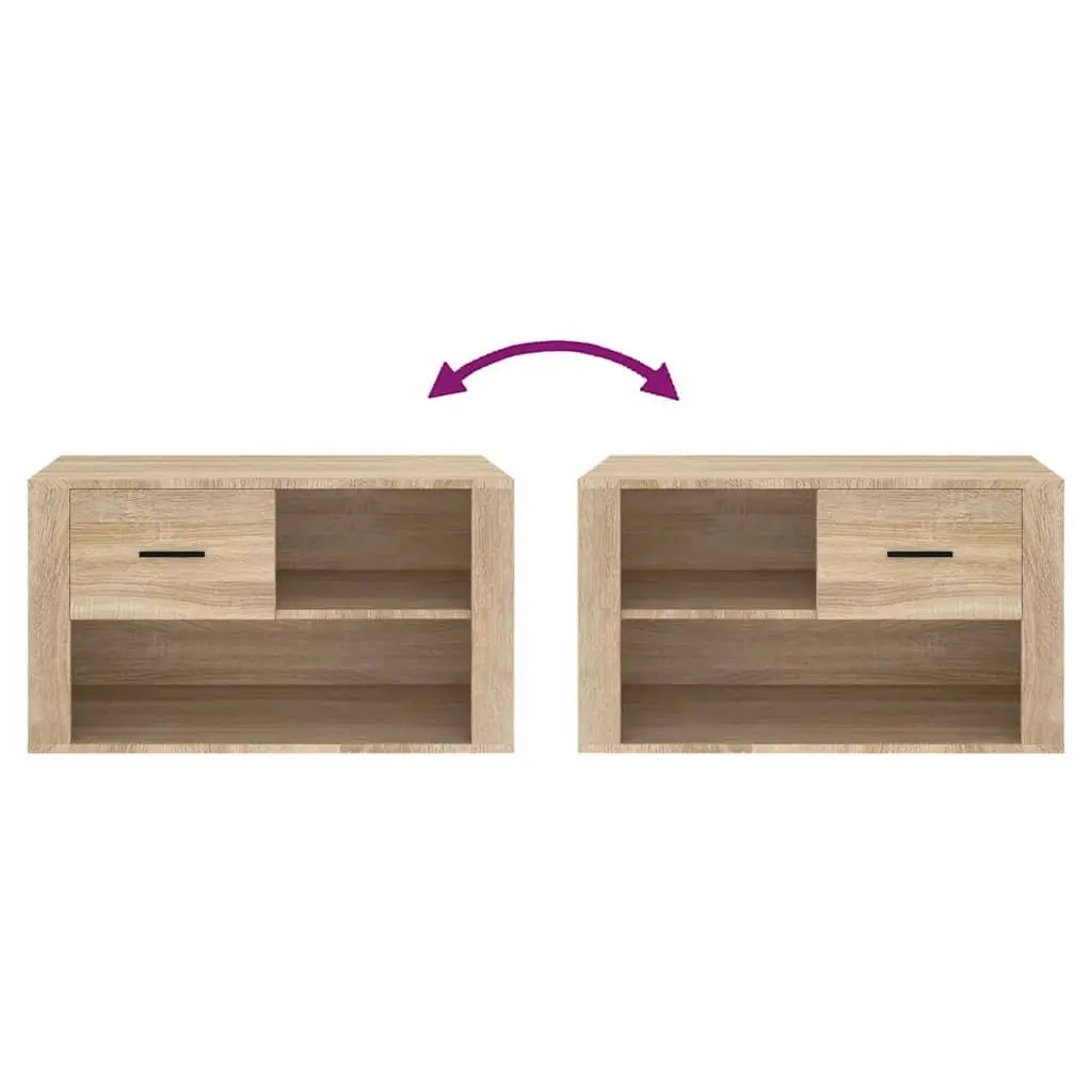 Shoe Cabinet Beige Engineered Wood 80x35x45 cm 2 Compartments