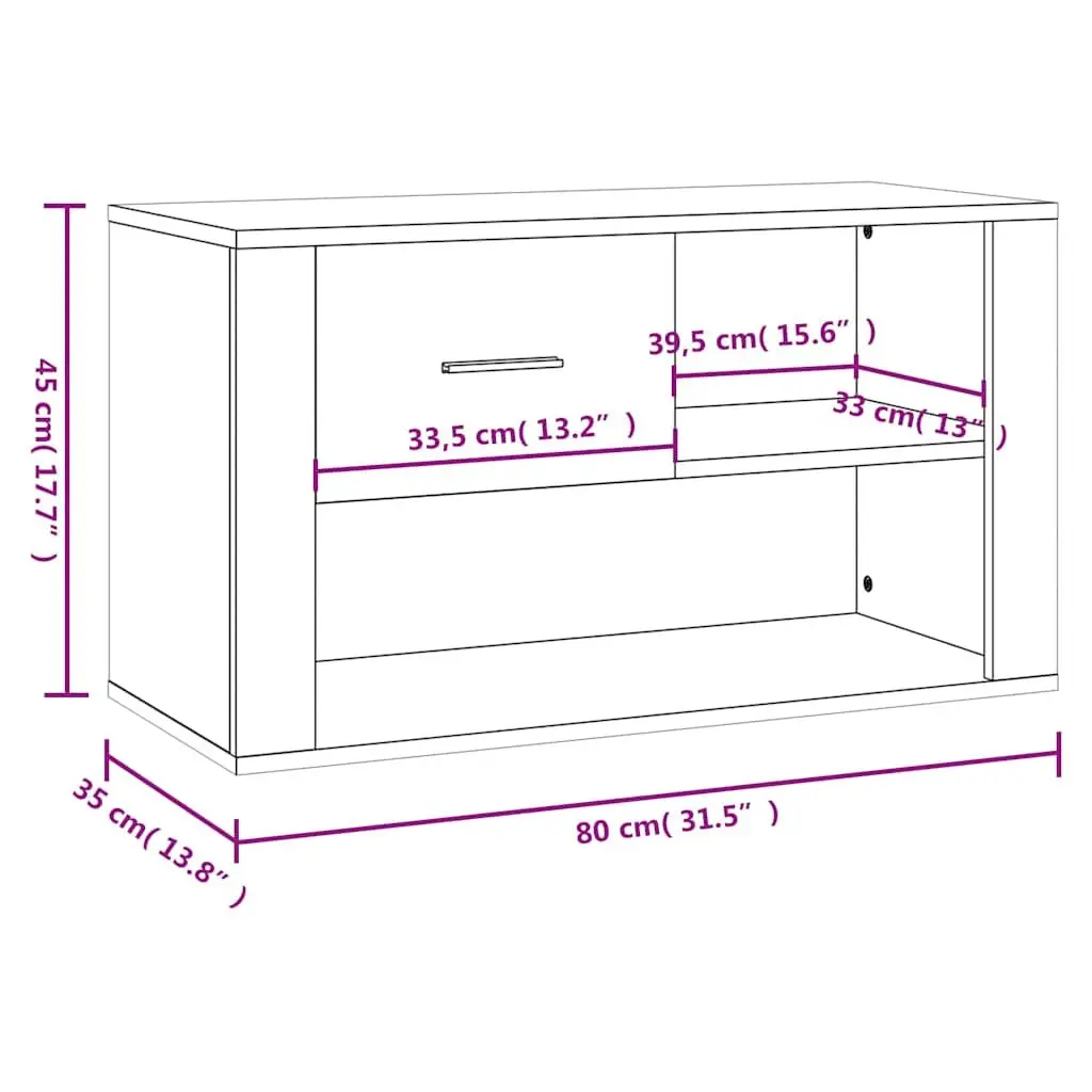 Shoe Cabinet Beige Engineered Wood 80x35x45 cm 2 Compartments