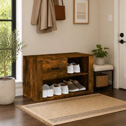 Brown Shoe Cabinet with Compartments