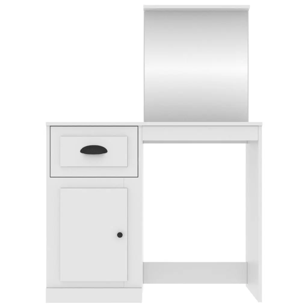 Dressing Table White 90x50cm Integrated Mirror Storage Makeup Desk