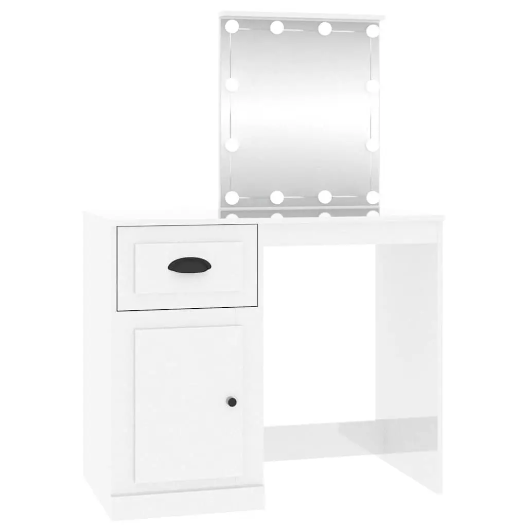 Dressing Table White 90W x 50D x 132.5H cm LED Mirror Storage Compartment