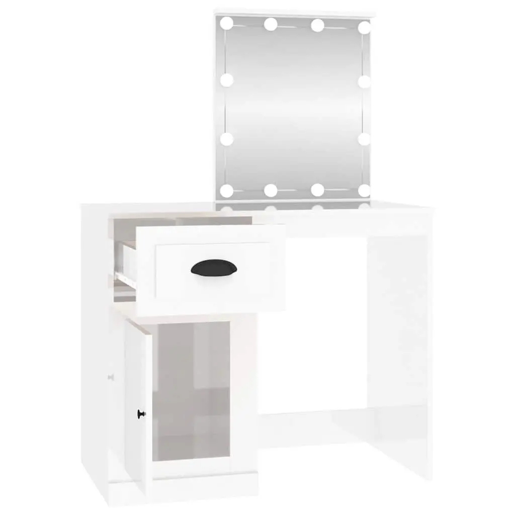 Dressing Table White 90W x 50D x 132.5H cm LED Mirror Storage Compartment