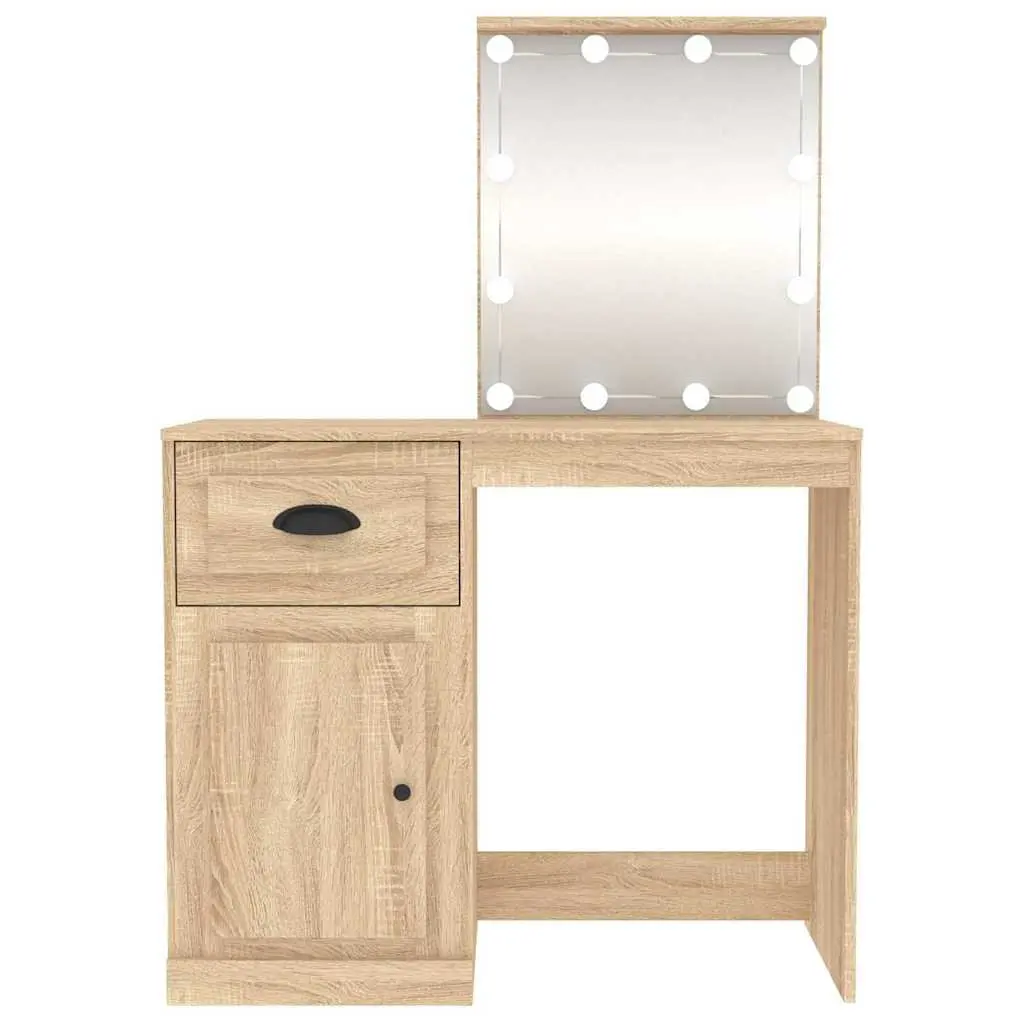 Dressing Table Brown 90x50x132.5cm LED Mirror Storage Makeup Desk