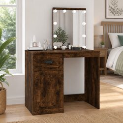 Dressing Table with LED Mirror in Smoked Oak