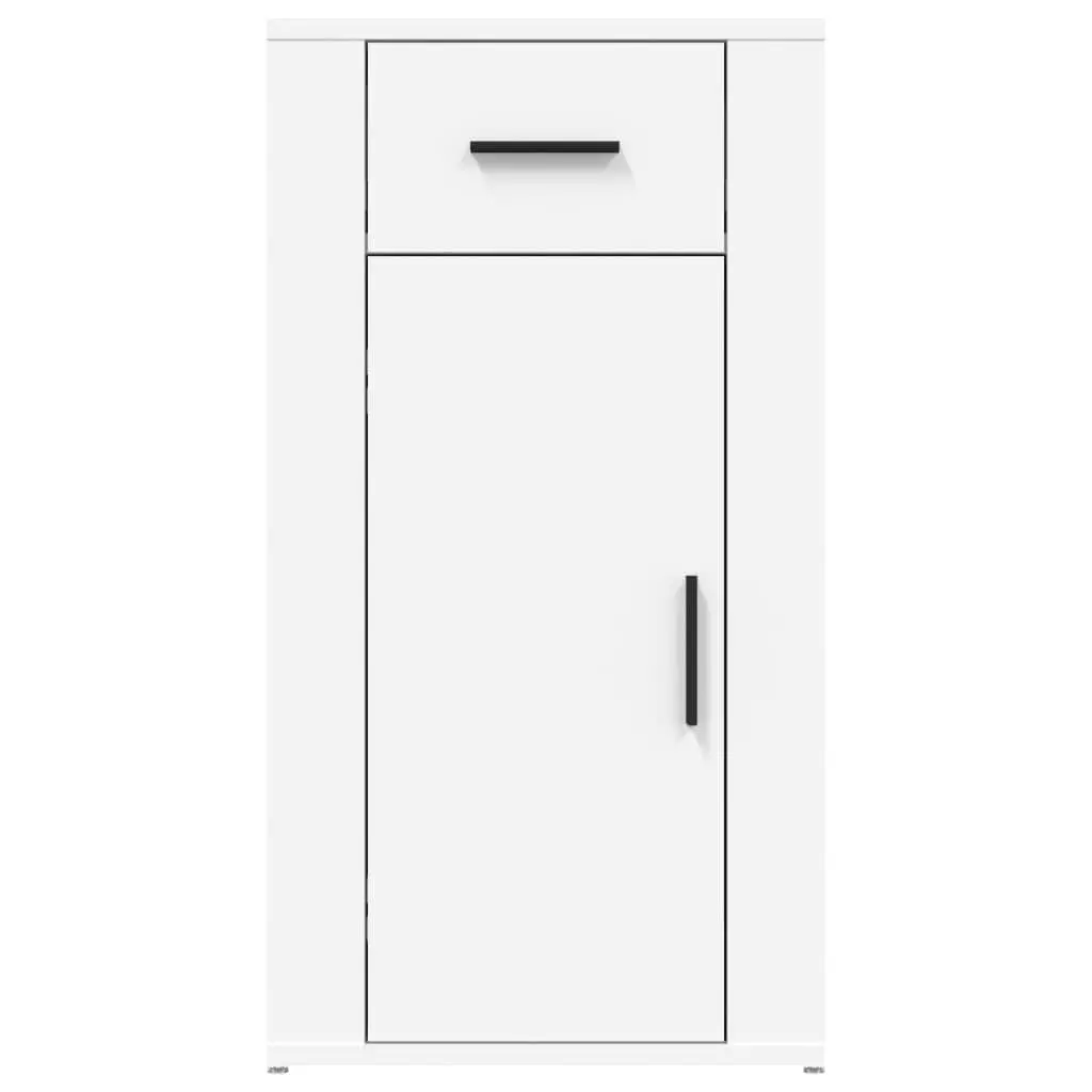 Desk Cabinet White Engineered Wood Compact Storage Organizer with Drawer and Door