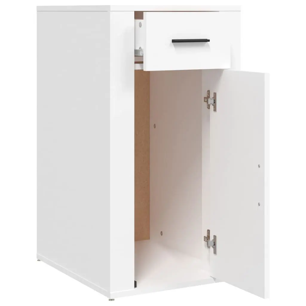 Desk Cabinet White Engineered Wood Compact Storage Organizer with Drawer and Door