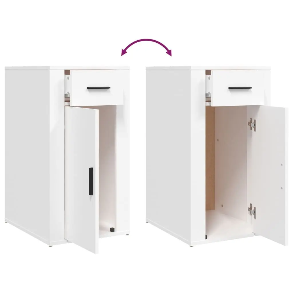 Desk Cabinet White Engineered Wood Compact Storage Organizer with Drawer and Door