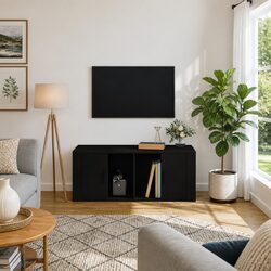 Black TV Cabinet with Ample Storage Space