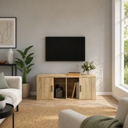 Compact Brown Engineered Wood TV Cabinet with Storage