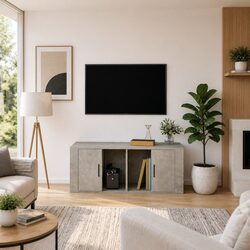 Grey TV Cabinet with Easy Storage Solutions
