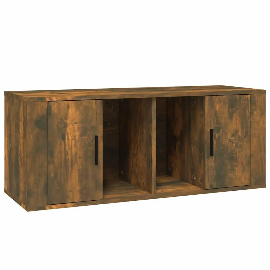 TV Cabinet Brown Engineered Wood Media Storage Unit with Compartments and Door