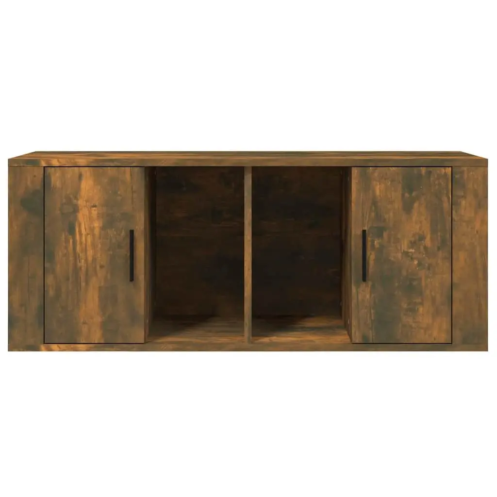 TV Cabinet Brown Engineered Wood Media Storage Unit with Compartments and Door
