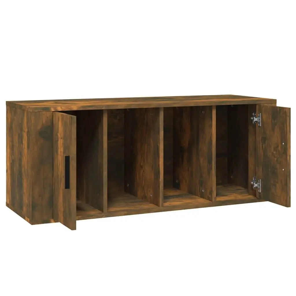 TV Cabinet Brown Engineered Wood Media Storage Unit with Compartments and Door