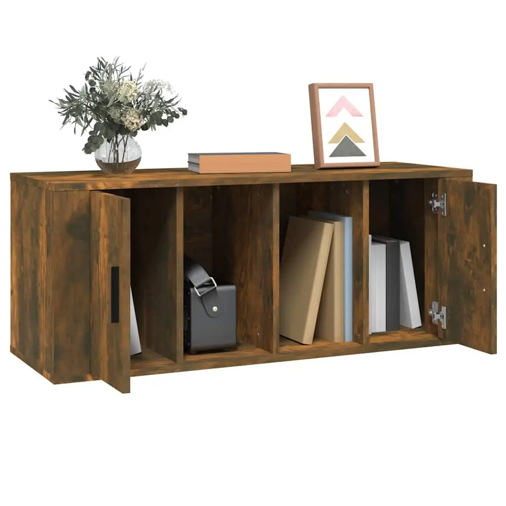 TV Cabinet Brown Engineered Wood Media Storage Unit with Compartments and Door