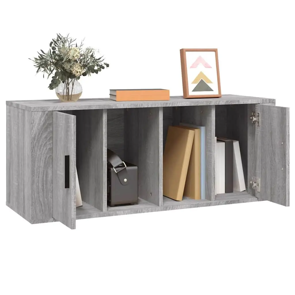 TV Cabinet Grey 100x35x40 cm Media Storage Unit Living Room Furniture