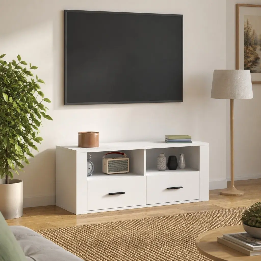 White TV Unit 100x35x40 cm