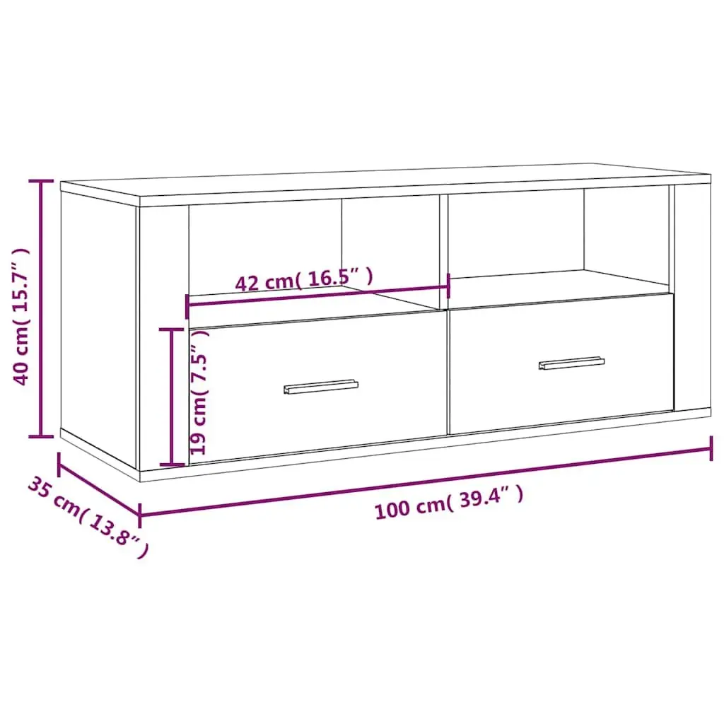 White TV Unit 100x35x40 cm