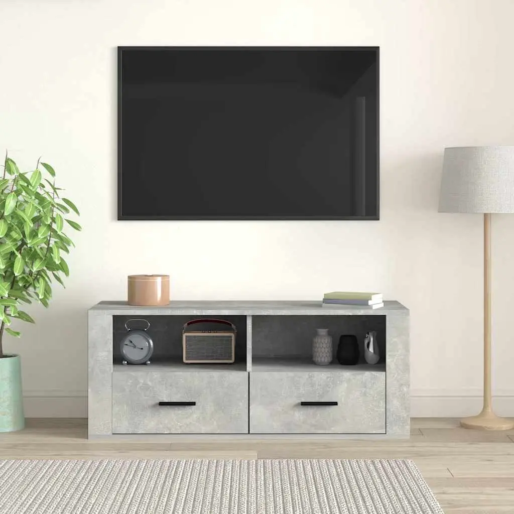 Concrete Grey TV Cabinet with Ample Storage