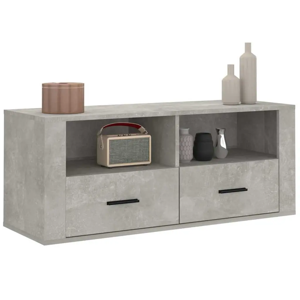 Concrete Grey TV Cabinet with Ample Storage