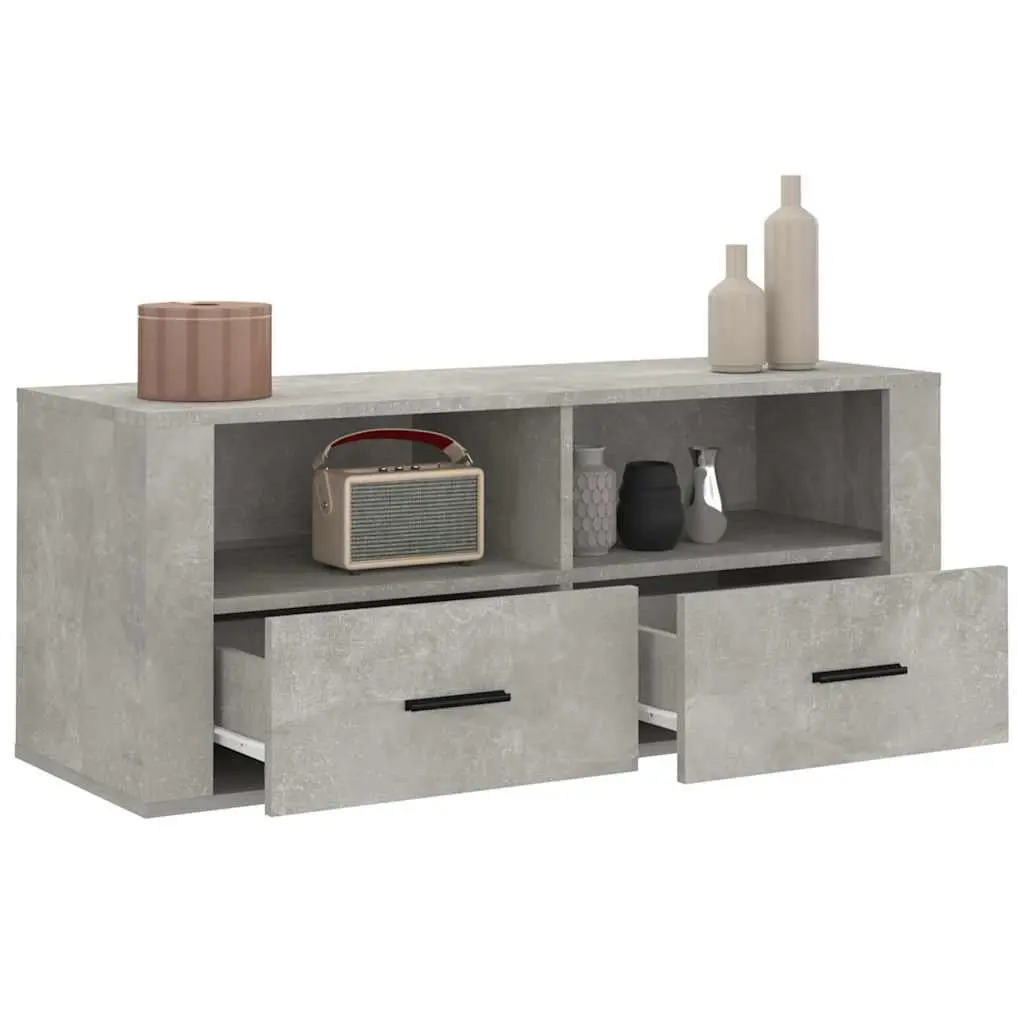 Concrete Grey TV Cabinet with Ample Storage