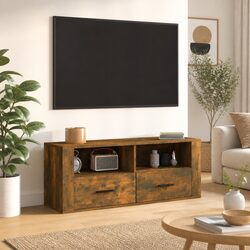TV Cabinet Smoked Oak Media Storage Unit Drawers Compartments Living Room