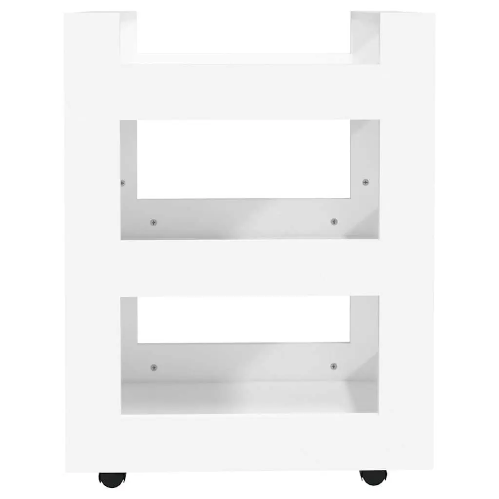 Kitchen Trolley White 3-Shelf Engineered Wood 60x45x80 cm Mobile Storage Cart