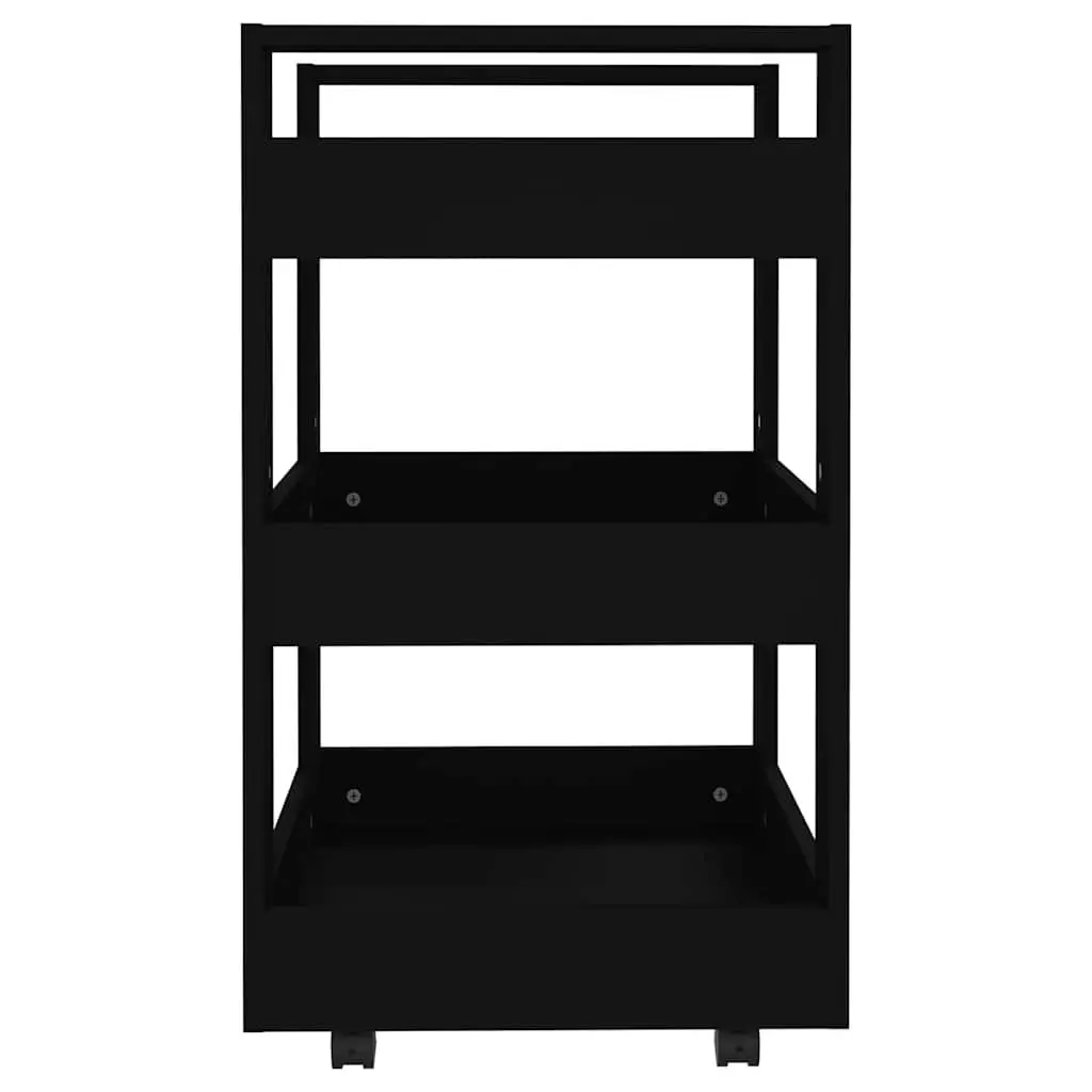 Kitchen Trolley Black 60x45x80 cm 3 Shelf Storage Cart with Wheels