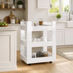 Kitchen Trolley White 60x45x80cm with 3 Shelves