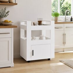 White Kitchen Trolley with Shelves 60x45x80 cm