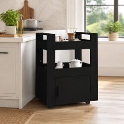 Black Kitchen Trolley with 4 Casters