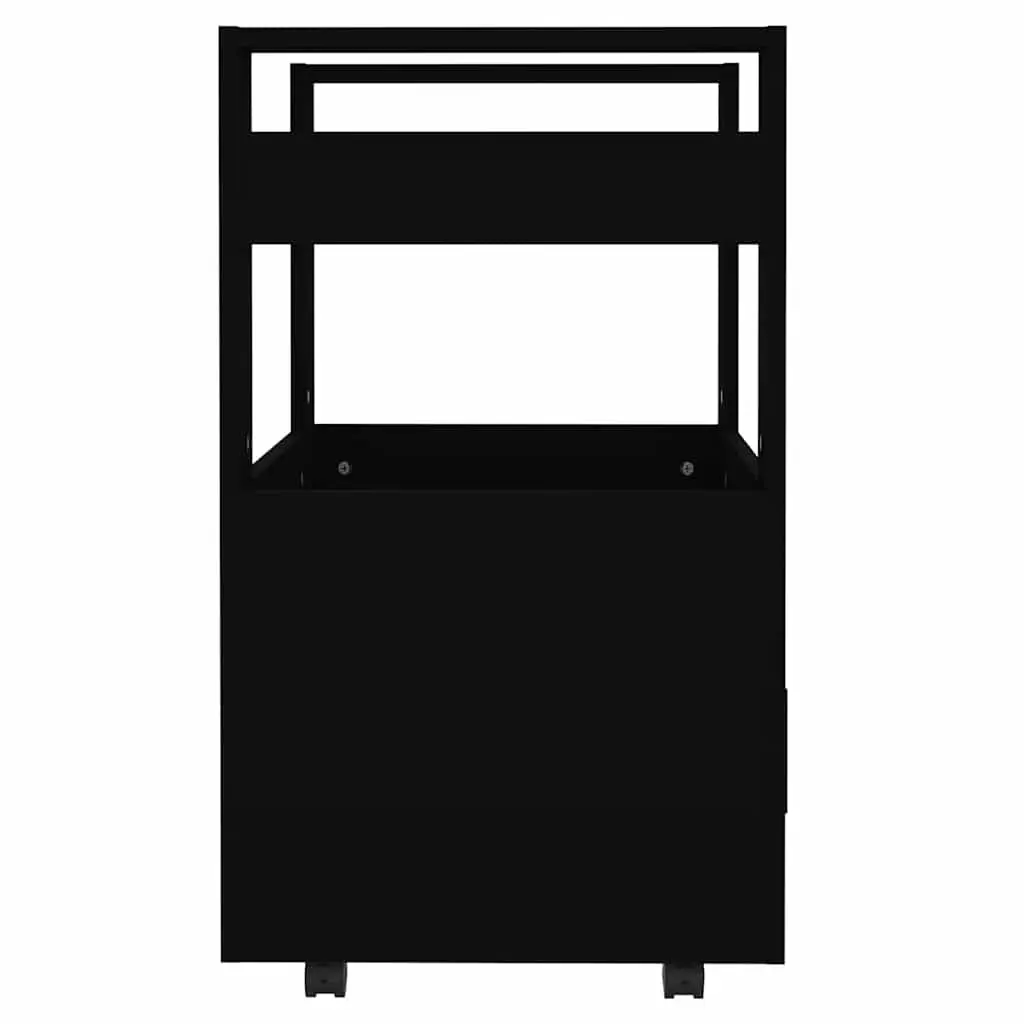 Kitchen Trolley Black 60x45x80cm Rolling Storage Cart with Shelves Compartment