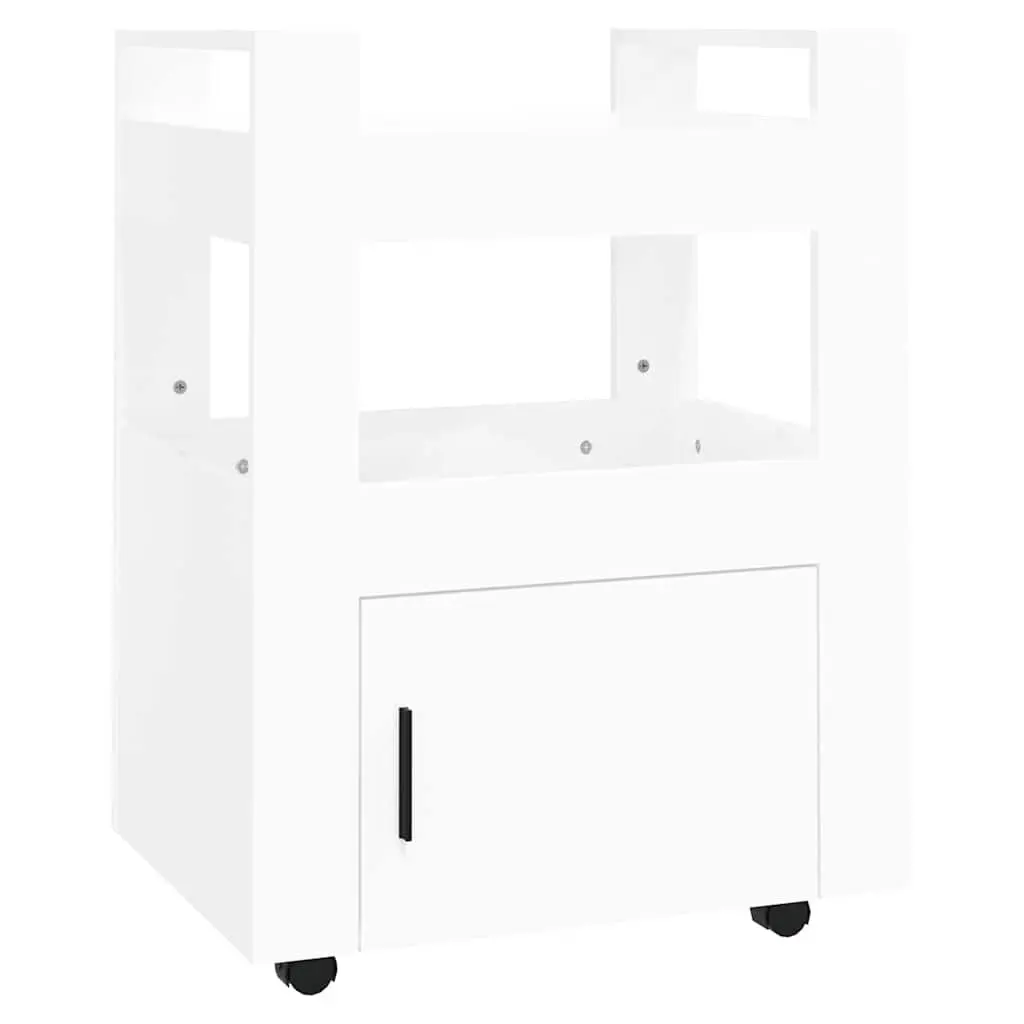 Kitchen Trolley Storage Cart White 60x45x80cm 2 Shelves Engineered Wood