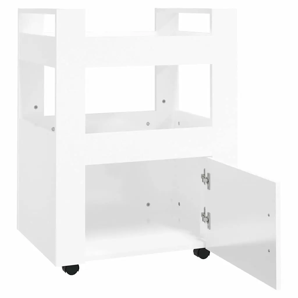 Kitchen Trolley Storage Cart White 60x45x80cm 2 Shelves Engineered Wood