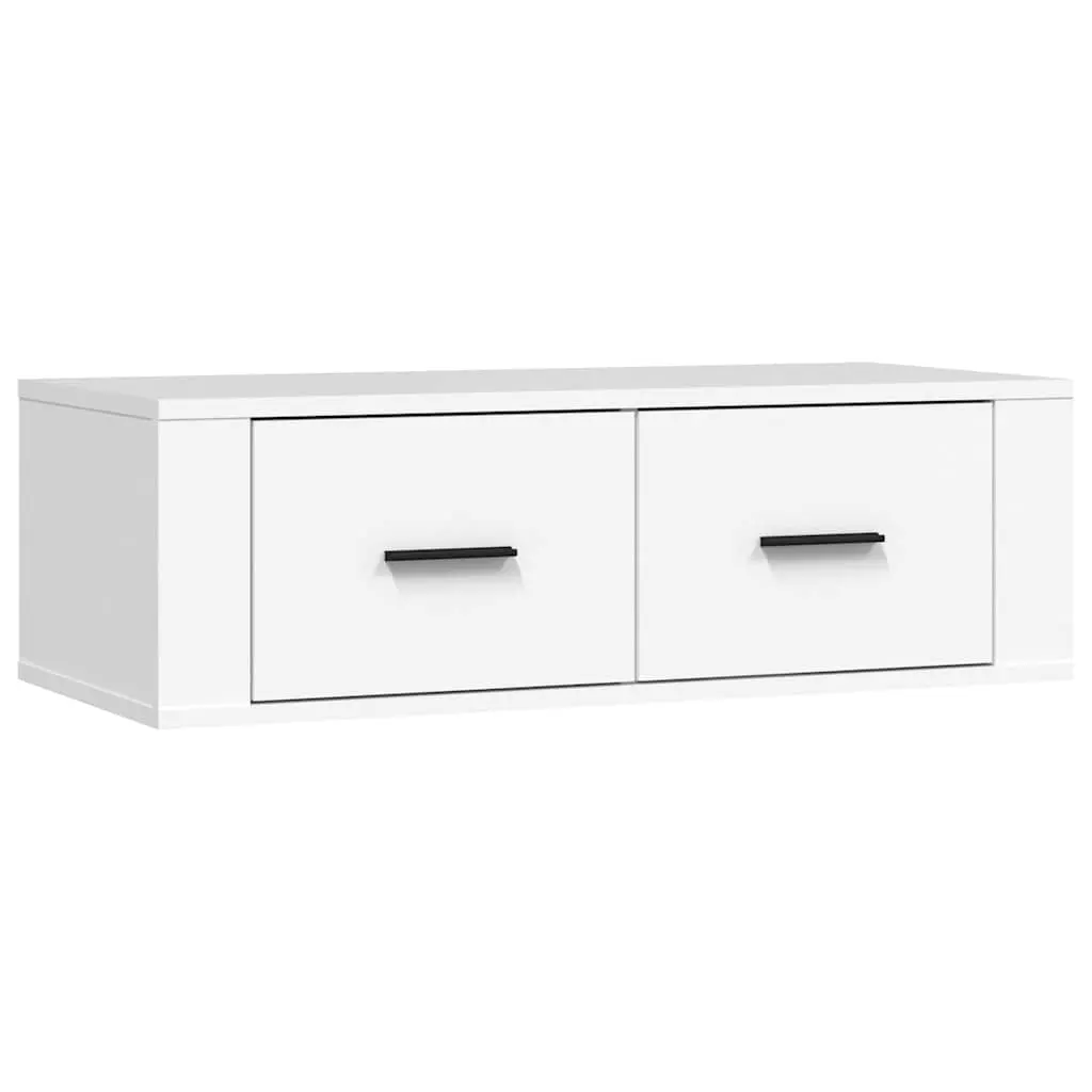 Hanging TV Cabinet White Wall-Mounted Media Storage Unit Engineered Wood Drawers