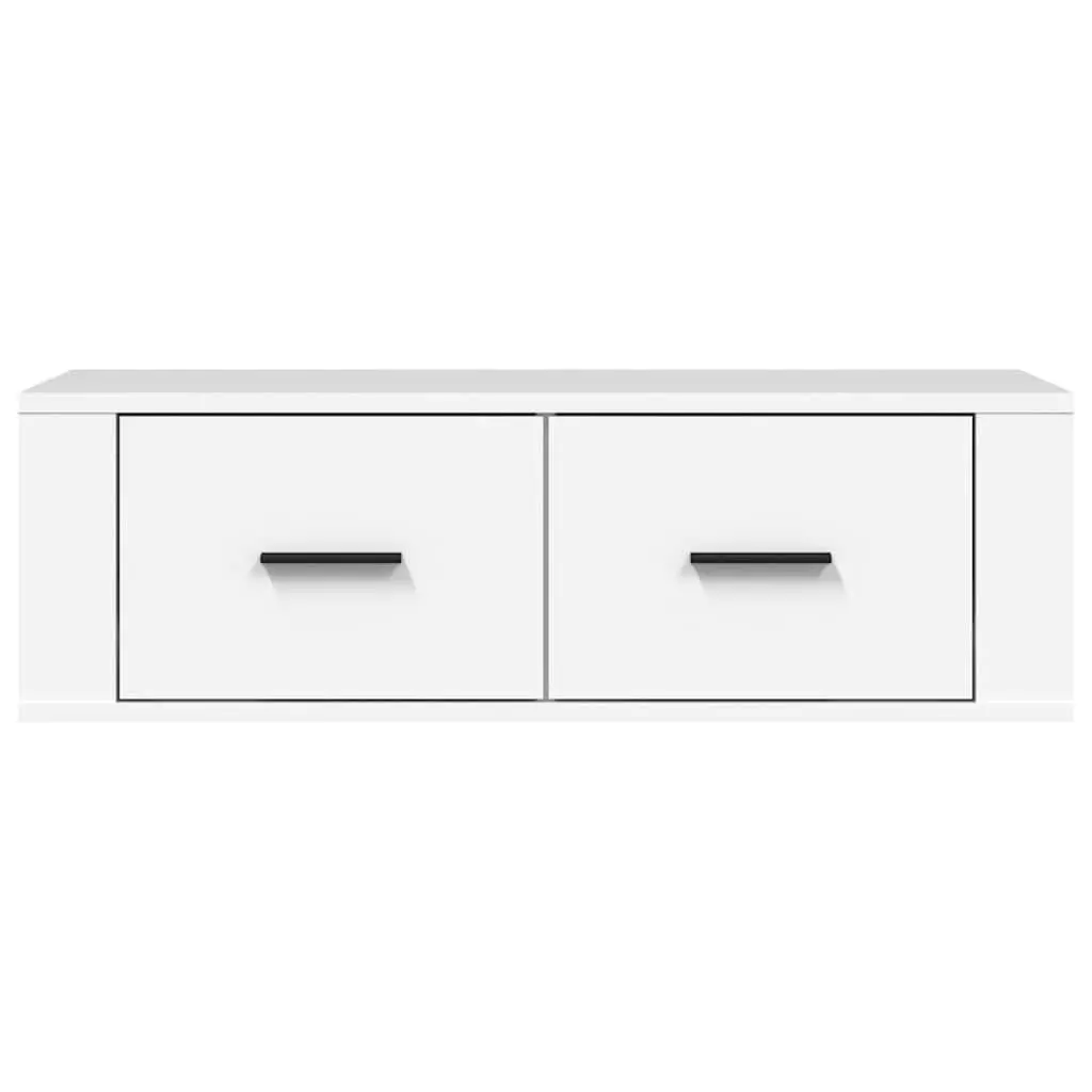 Hanging TV Cabinet White Wall-Mounted Media Storage Unit Engineered Wood Drawers