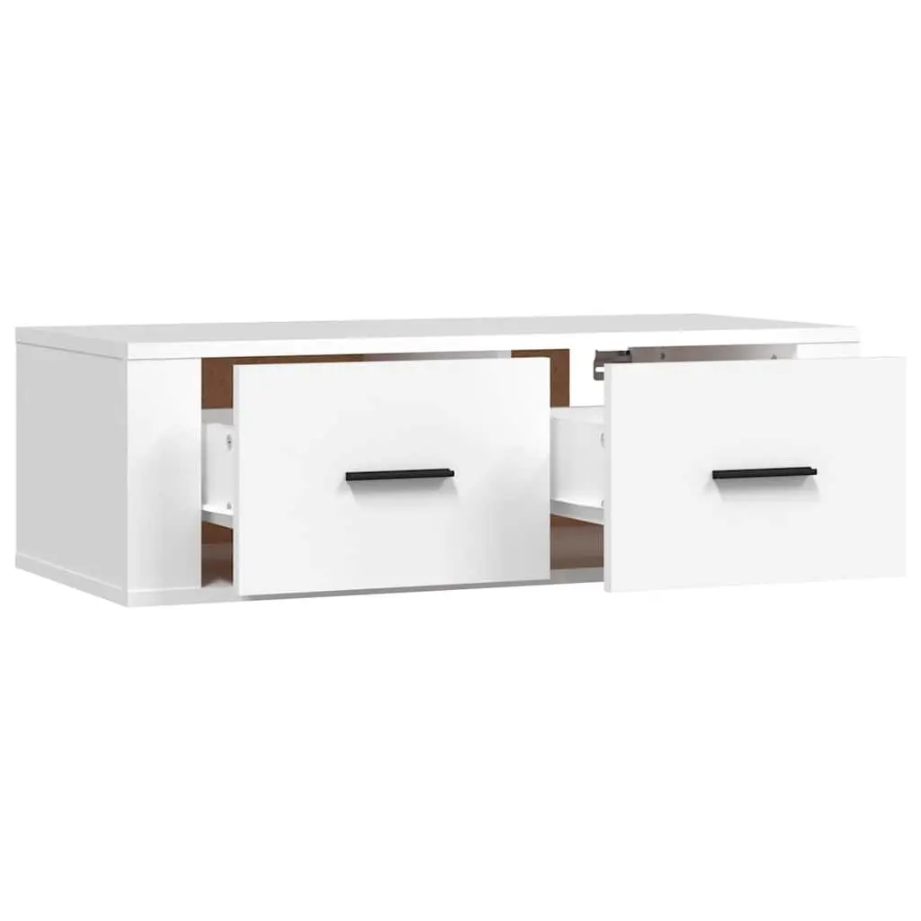 Hanging TV Cabinet White Wall-Mounted Media Storage Unit Engineered Wood Drawers