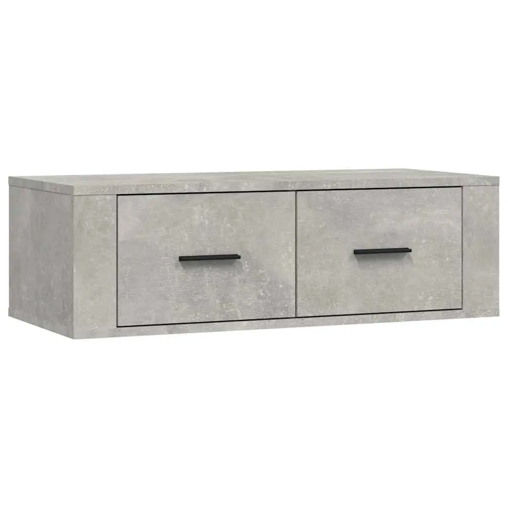Hanging TV Cabinet Wall-Mounted Media Unit Grey Engineered Wood Storage Drawers