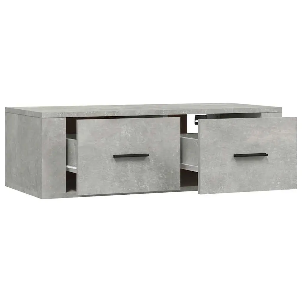Hanging TV Cabinet Wall-Mounted Media Unit Grey Engineered Wood Storage Drawers