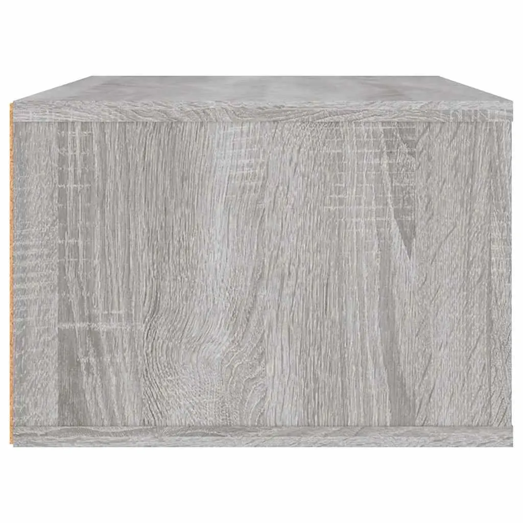 Hanging TV Cabinet Grey Sonoma Wall-Mounted Media Storage Unit Engineered Wood 80 x 36 x 25 cm with Two Drawers