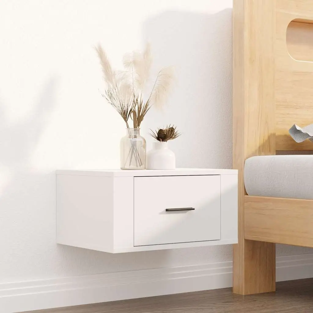 Wall-mounted Bedside Cabinets White 50x36x25 cm Floating Storage Organiser 2 pcs