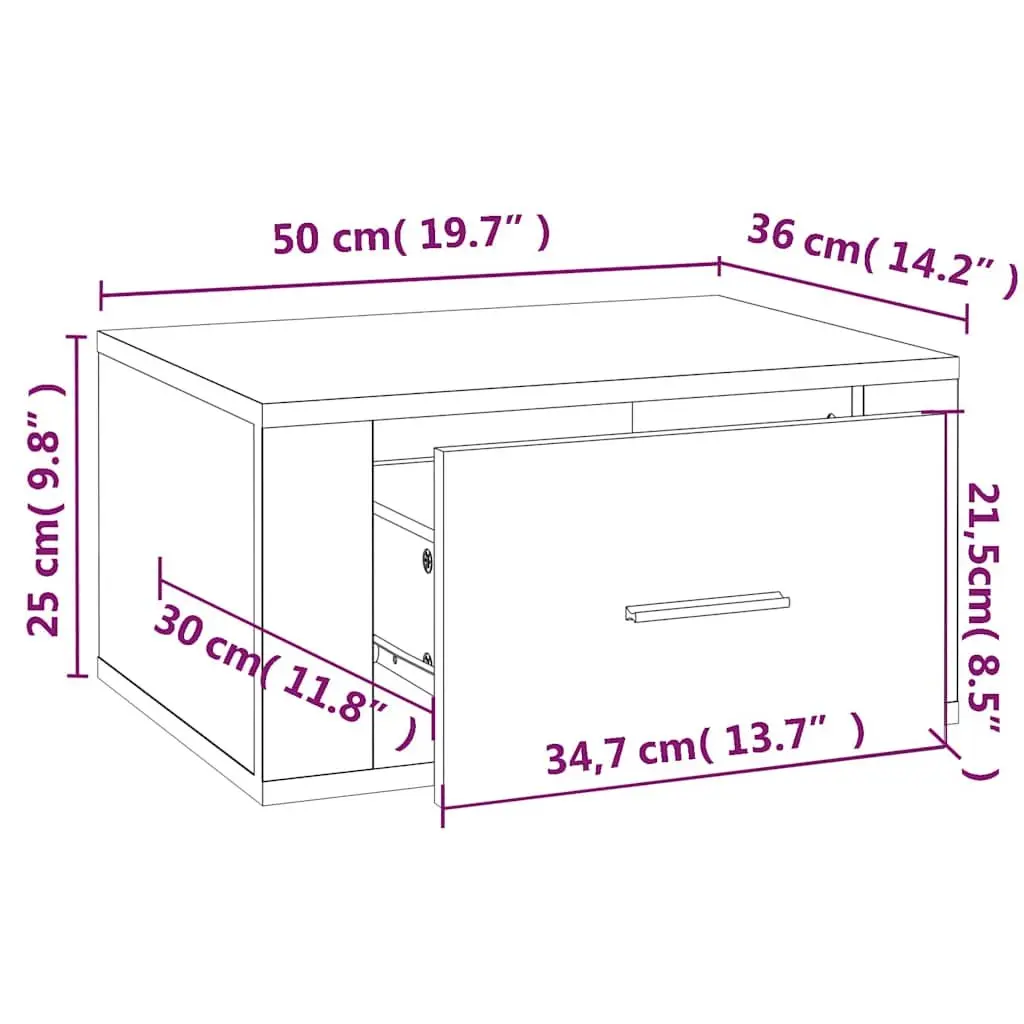 Wall-mounted Bedside Cabinets White 50x36x25 cm Floating Storage Organiser 2 pcs
