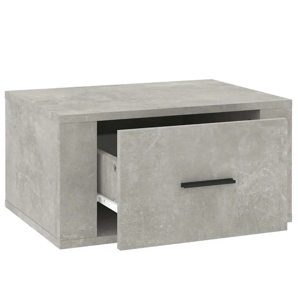 Floating Grey Bedside Cabinets Wall-Mounted Storage Units 50x36x25 cm Pair